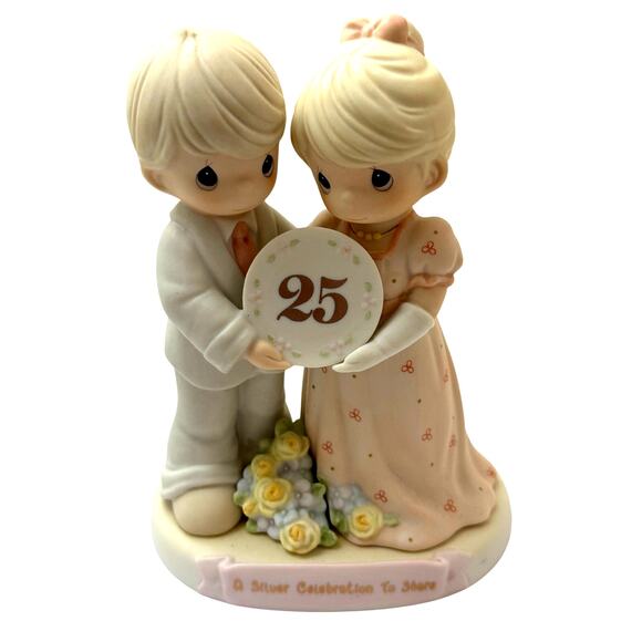 Retired Precious Moments "Silver Celebration to Share" 25th Anniversary Figurine - Picture 1 of 5